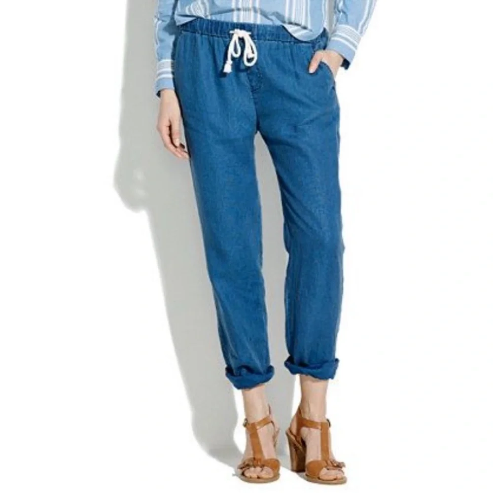 Madewell Classic Indigo Blue Shorewalk Cover-Up Jogger Pants Women's Size XS - Picture 1 of 9